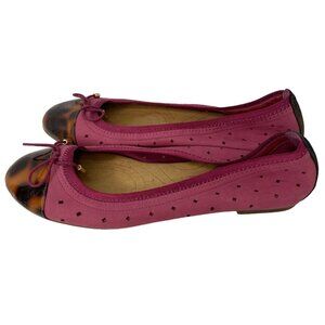 Clarks Indigo Pink Leather Perforated Tortoise Shell Cap Toe‎ Ballet Flats 7.5 M